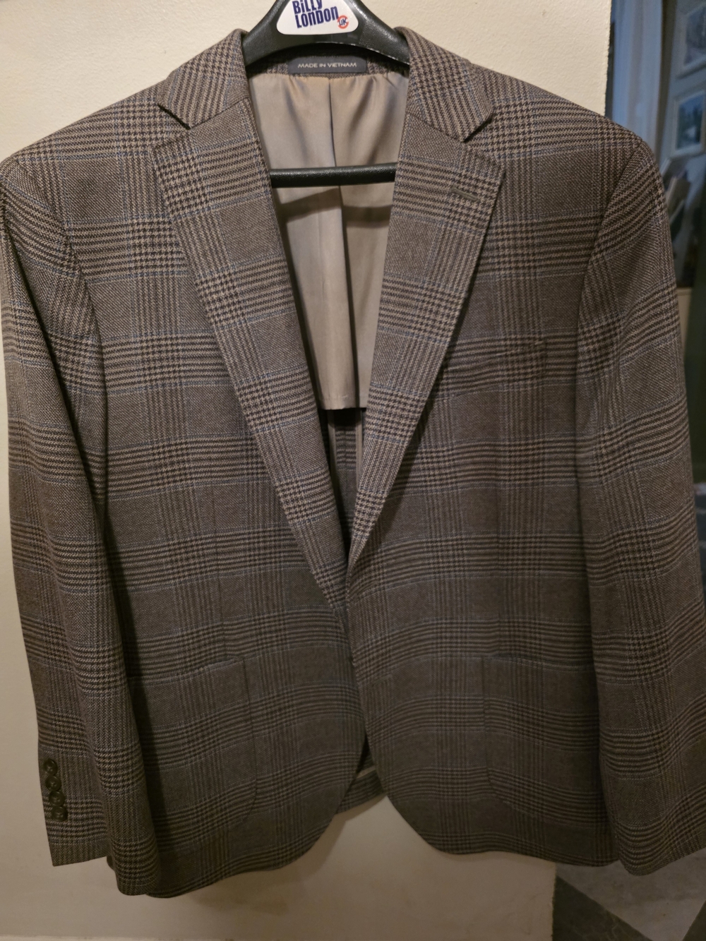 Wilke-Rodriguez 42S Brown Plaid Sport Coat Blazer Modern Fit Stretch
